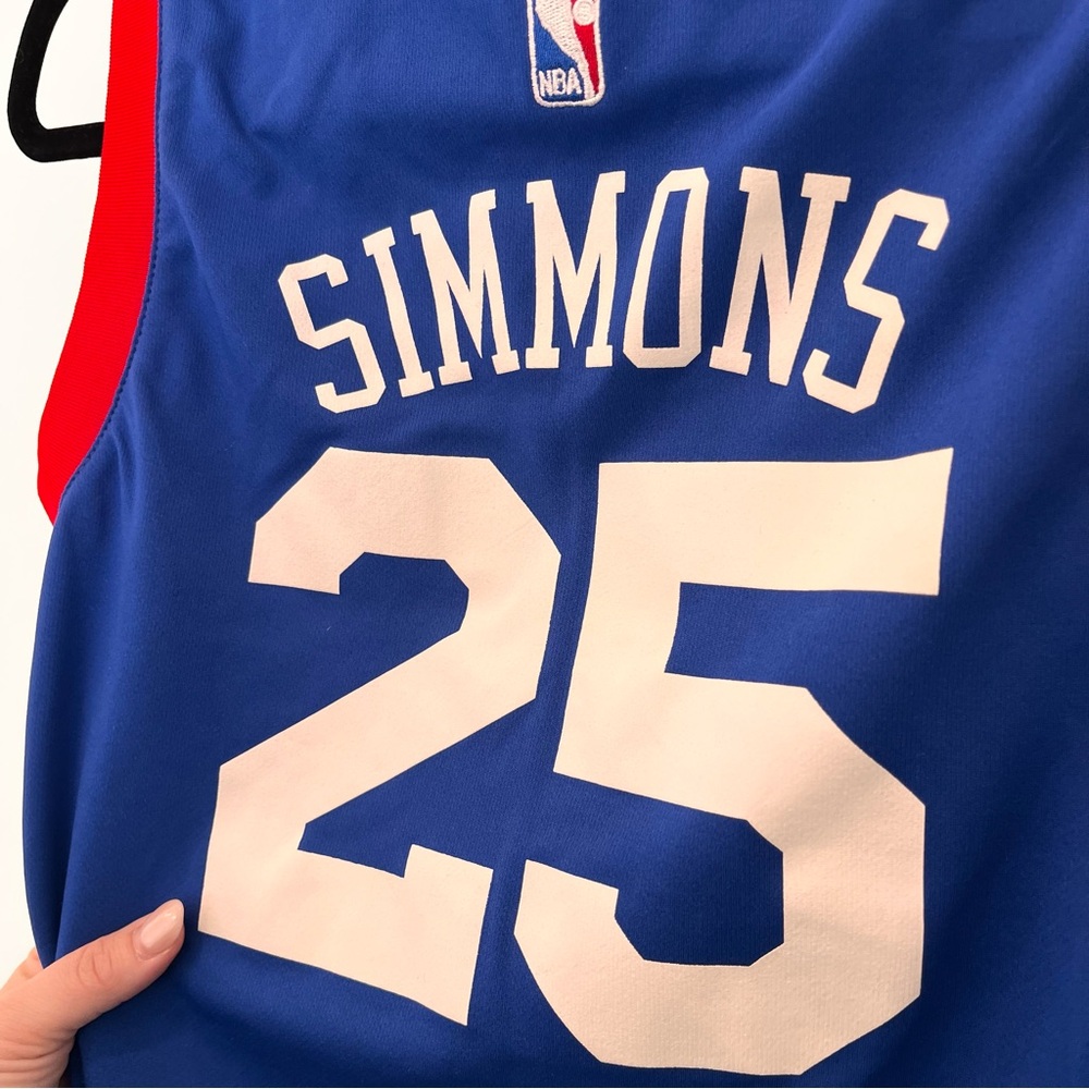 Nike NBA Philadelphia 76ers Simmons #25 Basketball Jersey Kid's Small Blue Phila - Picture 7 of 7